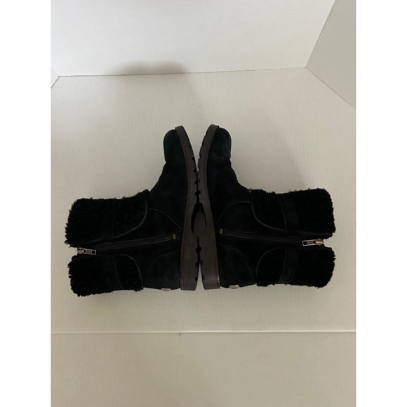 UGG Australia Blayre III Black Leather Sheepskin Cuff Winter Boots size8 metal l - Picture 8 of 10